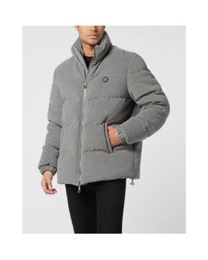Philipp Plein Wool Puffer Jacket Late Checkout - Gray