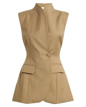 Odd Muse Pinstripe Sleeveless Blazer - Natural
