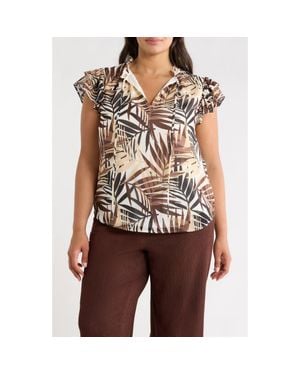 Anne Klein Ruffle Tie Neck Top - Multicolor