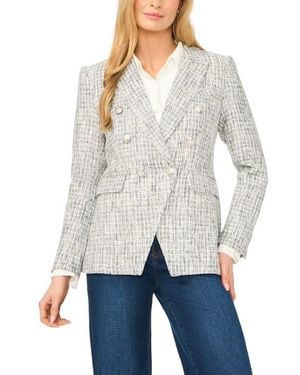 Halogen® Double Breasted Tweed Blazer - White