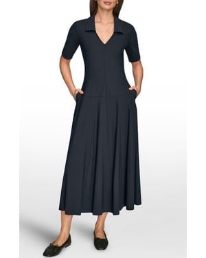 Donna Karan A-Line Polo Dress - Blue