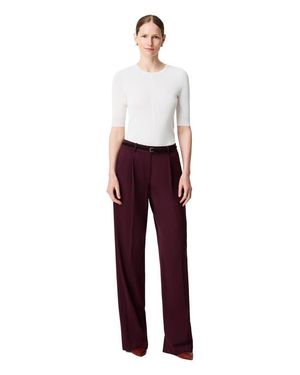 Another Tomorrow Relaxed Wide Leg Pant - Red