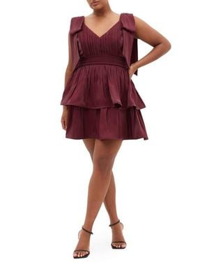 City Chic Betty Bow Cocktail Dress - Red