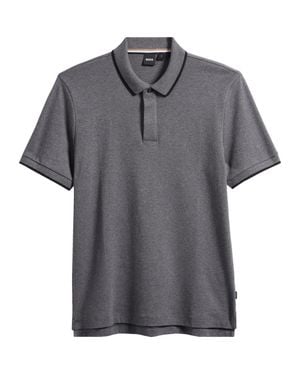 BOSS Parlay Tipped Cotton Polo - Gray