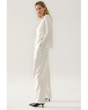 SILK LAUNDRY Twill Slouch Pants - Natural