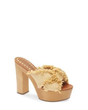 Dolce & Gabbana Raffia Platform Sandal - Natural