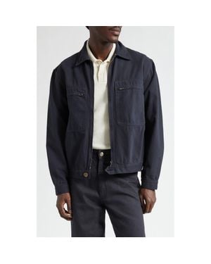 Palmes Cotton Zip Worker Jacket - Blue