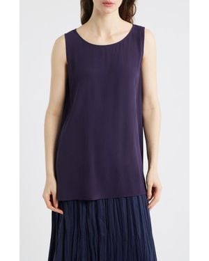 Eileen Fisher Sleeveless Silk Tunic Top - Purple