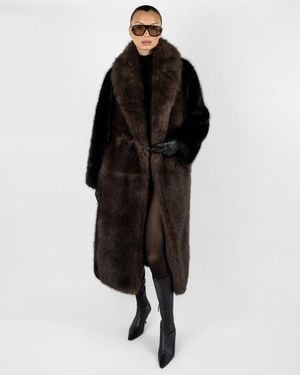 WeWoreWhat Faux Fur Belted Jacket - Black