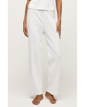Petite Plume Pima Cotton Pointelle Pants - White