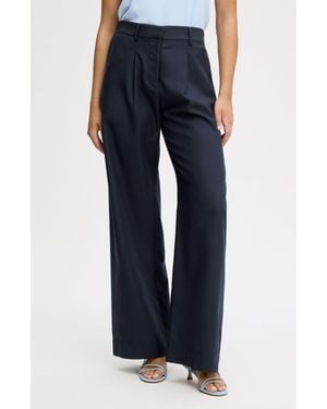 Sam Edelman Relaxed Wide Leg Twill Pants - Blue