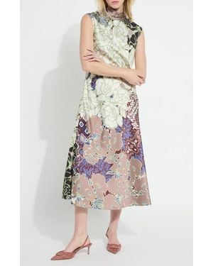 Lyssé Flora Mock Neck Bias Cut Midi Dress - White