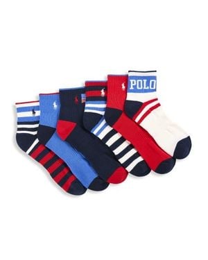 Polo Ralph Lauren Big & Tall 6-Pk Usa Quarter-Top Athletic Socks - Red