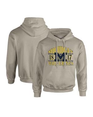 Image One Michigan Wolverines Upper Arch Letters Pullover Hoodie - Gray