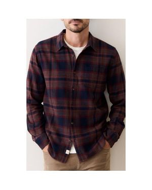 Marine Layer Tahoe Plaid Flannel Button-Up Shirt - Blue