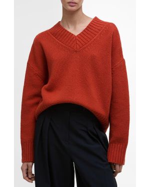Barbour Antonia Merino Wool V-Neck Sweater - Red
