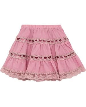 Theme Sofia Heart Bow Lace Mini Skirt - Pink