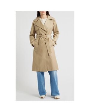 Via Spiga Double Breasted Water Repellent Trench Coat - Natural