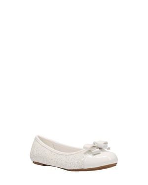 MICHAEL Michael Kors Kids' Kenya Lock Glitter Ballet Flat - White