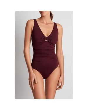 Ralph Lauren Ring Underwire One-Piece Swimsuit - Purple