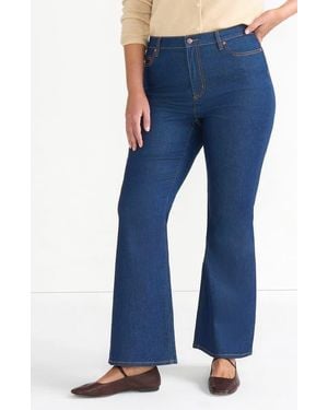 Lands' End Plus Size High Rise Denim Skinny Flare Jeans - Blue