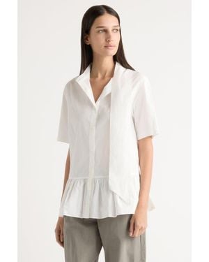 MODERN CITIZEN Gretta Scarf-Neck Ruffled Tunic Blouse - White