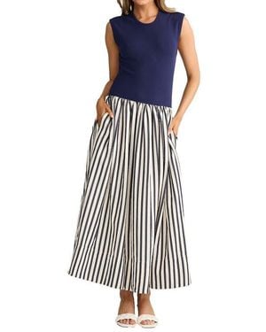 Brave+True Daphne Sleeveless Mixed Media Dress - Blue