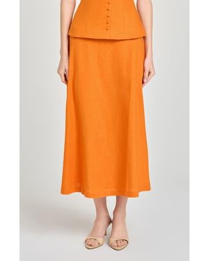Wayf X Hannah Lovey Porter Capri Linen Blend Midi Skirt - Orange