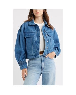 Treasure & Bond Pintucked Denim Jacket - Blue