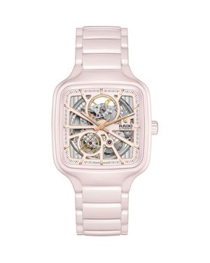 Rado True Square Automatic Open Heart Ceramic Bracelet Watch, 38Mm - Pink
