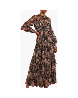 Needle & Thread English Rose Diamond Ruffle Gown - Brown