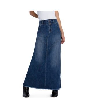 Wash Lab Denim Pieced Denim Maxi Skirt - Blue
