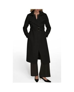 Donna Karan Belted Long Raincoat - Black