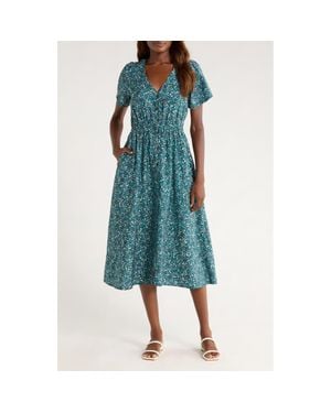 Marine Layer Annika Floral Midi Dress - Blue