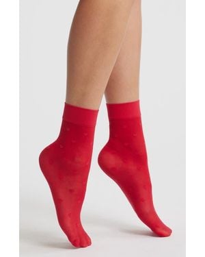 Nordstrom Heart Sheer Ankle Socks - Red