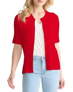 Jones New York Rib Short Sleeve Cardigan - Red