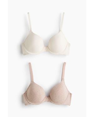 H&M 2-Pack Padded Underwired Cotton Bras - White