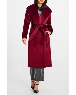 Sentaler Shawl Collar Alpaca & Wool Blend Longline Wrap Coat - Red