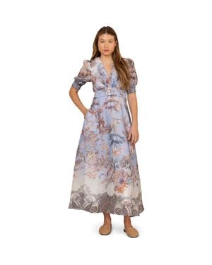 Hale Bob Kaeli Linen Organza Maxi Dress - Purple