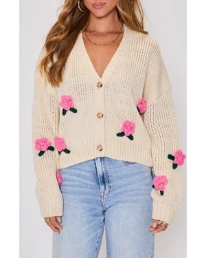 Vici Collection Garden Stroll 3D Floral Cardigan - Blue