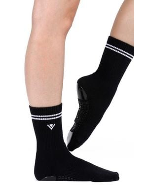 Arebesk Stripe Gripper Cotton Blend Crew Socks - Black