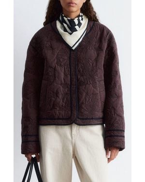 & Other Stories Floral Cotton Quilted Jacket - Red