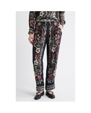 FARM Rio Rococco Floral Straight Leg Pants - Black