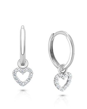 Tiny Blessings Pavé Heart Drop Classic 11Mm Huggie Hoop Earrings - White