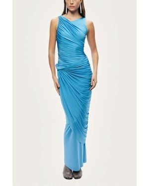Nocturne Draped Sleeveless Maxi Dress - Blue