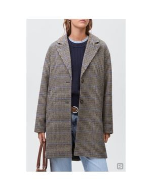 MANGO TEEN Houndstooth Longline Coat - Gray