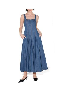 FREEMARKET Square Neck A-Line Denim Midi Dress - Blue