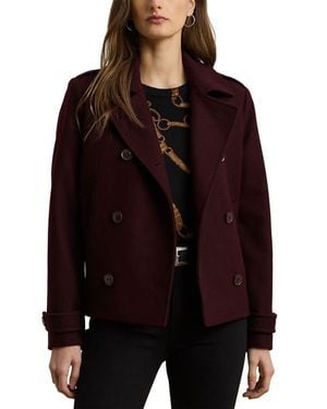 Ralph Lauren Double Breasted Wool Blend Twill Jacket - Red