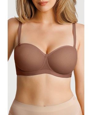 Popilush Non-Slip Strapless Breathable Sheers Bra - Brown