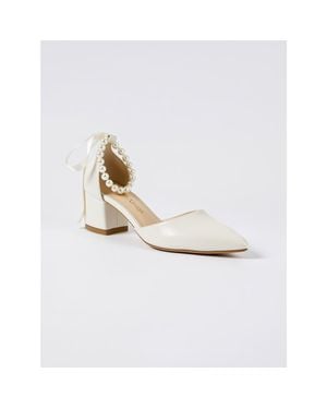 Forever & Always Shoes Evania Block Heel Wedding Pump - White